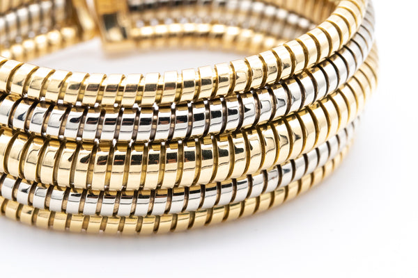 BVLGARI ROMA 18 KT DUAL TUBOGAS MASSIVE BANGLE BRACELET