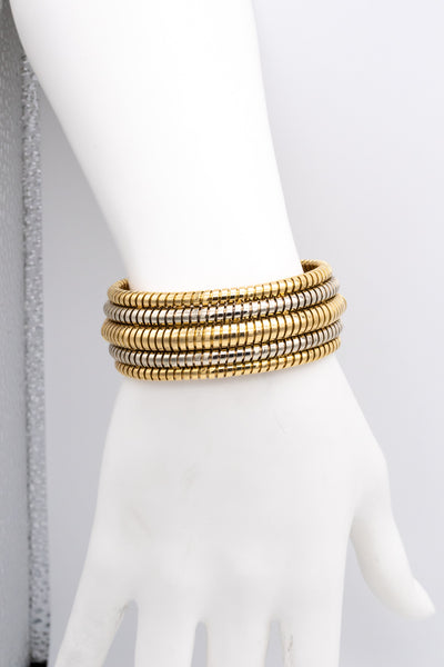 BVLGARI ROMA 18 KT DUAL TUBOGAS MASSIVE BANGLE BRACELET