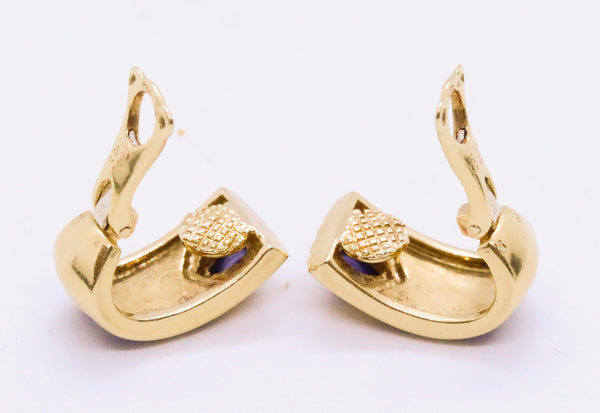 CHRISTIAN DIOR 18 KT LAPIS LAZULI & SAPPHIRES EAR CLIP EARRINGS