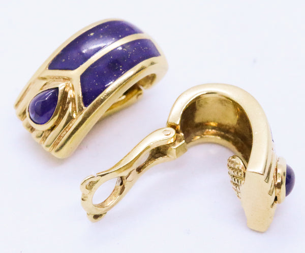 CHRISTIAN DIOR 18 KT LAPIS LAZULI & SAPPHIRES EAR CLIP EARRINGS