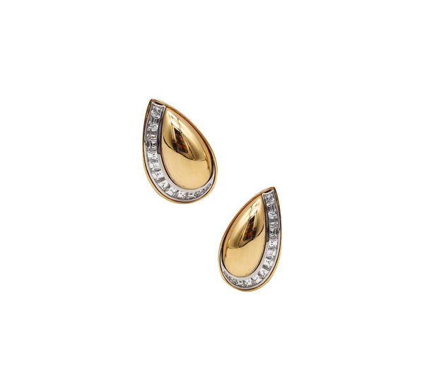 -Hemmerle Munich Clips Earrings In 18Kt Gold And Platinum With 3.12 Ctw Diamonds