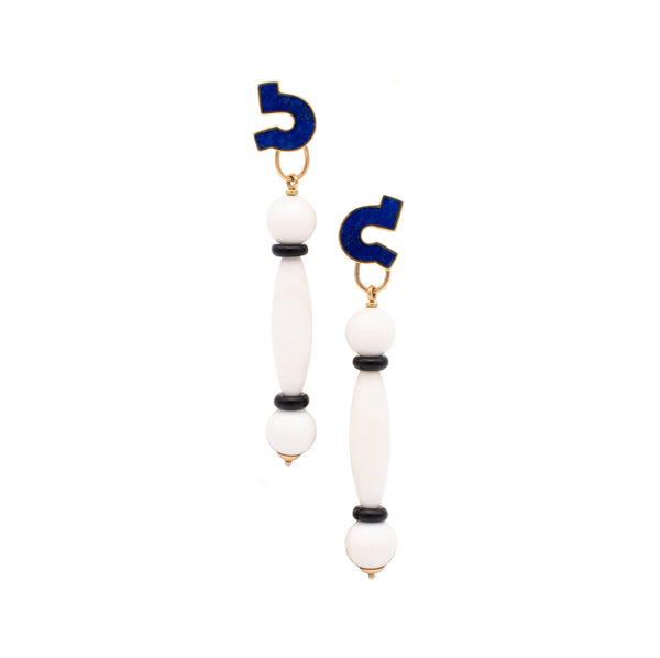 GIORGIO FACCHINI 1980 Memphis Long Earrings In 18Kt Yellow Gold With Gemstones