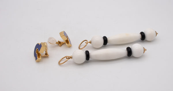 GIORGIO FACCHINI 1980 Memphis Long Earrings In 18Kt Yellow Gold With Gemstones