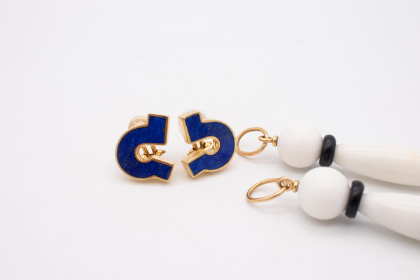 GIORGIO FACCHINI 1980 Memphis Long Earrings In 18Kt Yellow Gold With Gemstones
