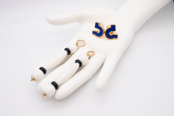 GIORGIO FACCHINI 1980 Memphis Long Earrings In 18Kt Yellow Gold With Gemstones