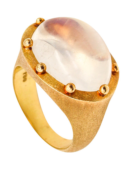 -Temple St Clair Cocktail Ring In 18Kt Yellow Gold With 11.26 Cts Oval Moonstone