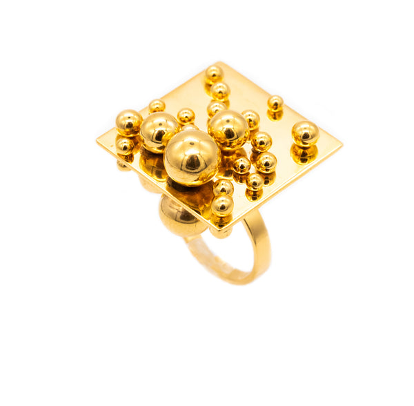 POL BURY 1968 BELGIUM ARTIST KINETIC SCULPTURAL RING IN 18 KT YELLOW GOLD