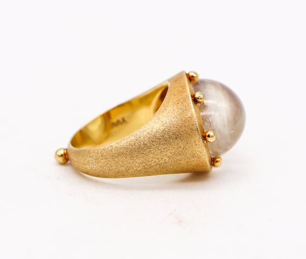 -Temple St Clair Cocktail Ring In 18Kt Yellow Gold With 11.26 Cts Oval Moonstone