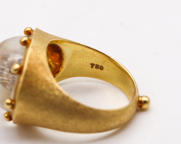 -Temple St Clair Cocktail Ring In 18Kt Yellow Gold With 11.26 Cts Oval Moonstone