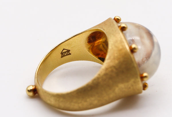 -Temple St Clair Cocktail Ring In 18Kt Yellow Gold With 11.26 Cts Oval Moonstone