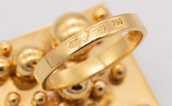 POL BURY 1968 BELGIUM ARTIST KINETIC SCULPTURAL RING IN 18 KT YELLOW GOLD