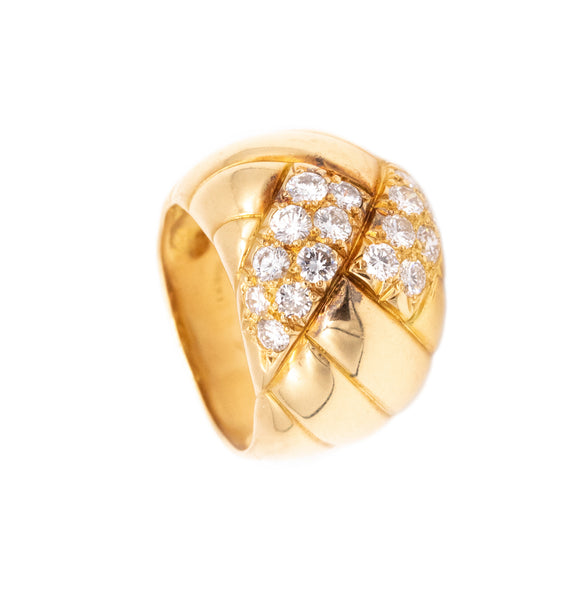 Van Cleef And Arpels 1970 Paris Bombe Cocktail Ring In 18Kt Yellow Gold With 1.26 Cts In VVS Diamonds