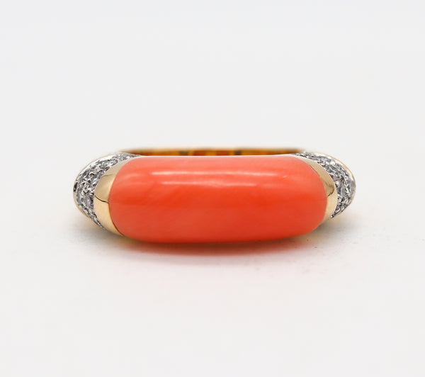 Cartier 1970 Paris George L'Enfant Ring In 18Kt Gold With 6.23 Cts In Diamonds & Coral