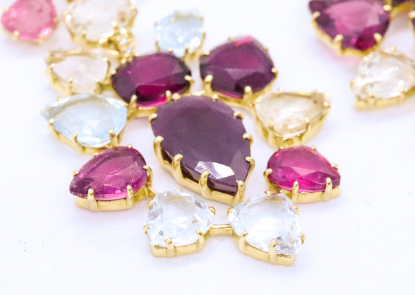 H. STERN 18 KT GOLD HARMONY JEWELED EARRINGS BY DIANE VON FURSTENBERG 67.7 CARATS