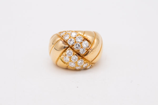 Van Cleef And Arpels 1970 Paris Bombe Cocktail Ring In 18Kt Yellow Gold With 1.26 Cts In VVS Diamonds
