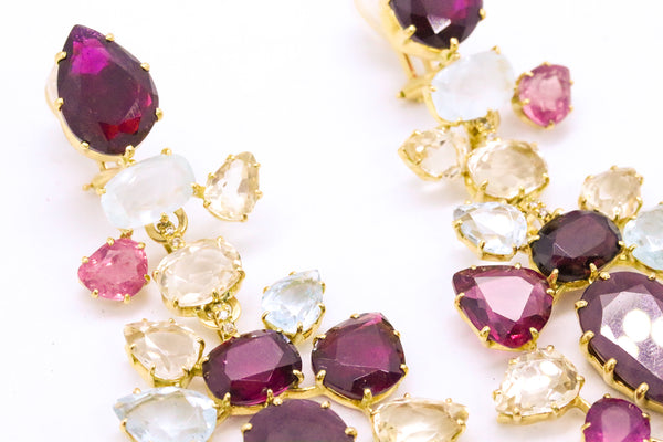 H. STERN 18 KT GOLD HARMONY JEWELED EARRINGS BY DIANE VON FURSTENBERG 67.7 CARATS
