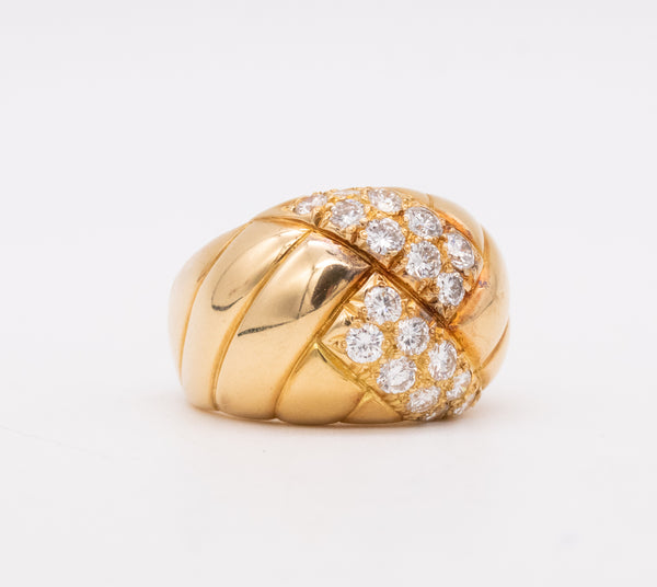 Van Cleef And Arpels 1970 Paris Bombe Cocktail Ring In 18Kt Yellow Gold With 1.26 Cts In VVS Diamonds
