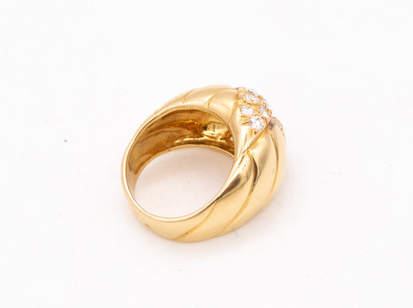 Van Cleef And Arpels 1970 Paris Bombe Cocktail Ring In 18Kt Yellow Gold With 1.26 Cts In VVS Diamonds