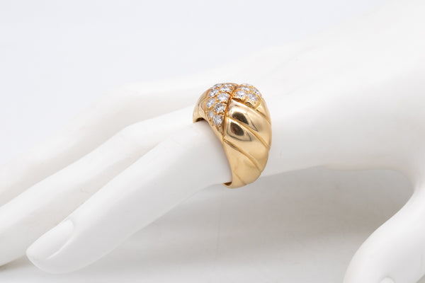 Van Cleef And Arpels 1970 Paris Bombe Cocktail Ring In 18Kt Yellow Gold With 1.26 Cts In VVS Diamonds