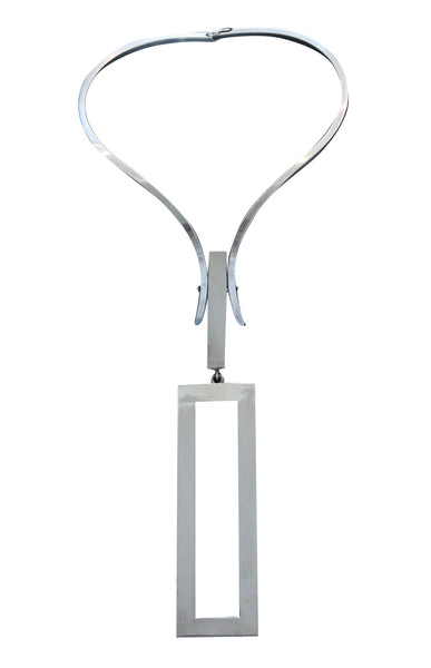 Alfred Karram 1970 Geometric Sculptural Necklace In Solid 0.925 Sterling Silver