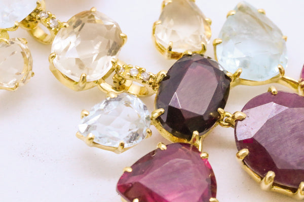 H. STERN 18 KT GOLD HARMONY JEWELED EARRINGS BY DIANE VON FURSTENBERG 67.7 CARATS