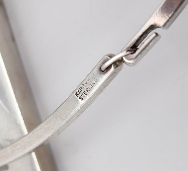 Alfred Karram 1970 Geometric Sculptural Necklace In Solid 0.925 Sterling Silver