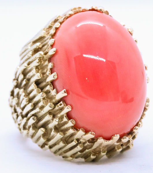 ERWIN PEARL 1960'S MASSIVE CORAL 18 KT RETRO RING