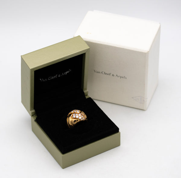 Van Cleef And Arpels 1970 Paris Bombe Cocktail Ring In 18Kt Yellow Gold With 1.26 Cts In VVS Diamonds