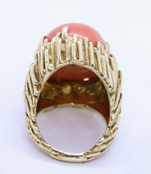 ERWIN PEARL 1960'S MASSIVE CORAL 18 KT RETRO RING