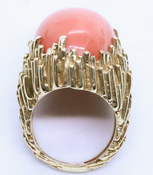 ERWIN PEARL 1960'S MASSIVE CORAL 18 KT RETRO RING