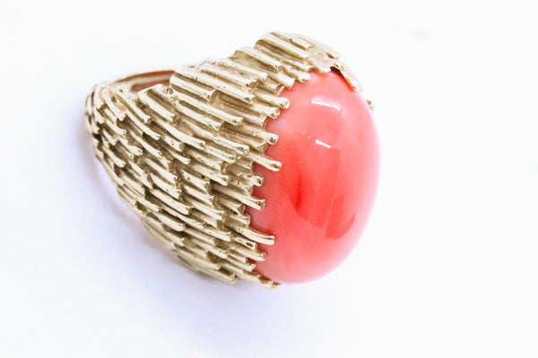 ERWIN PEARL 1960'S MASSIVE CORAL 18 KT RETRO RING