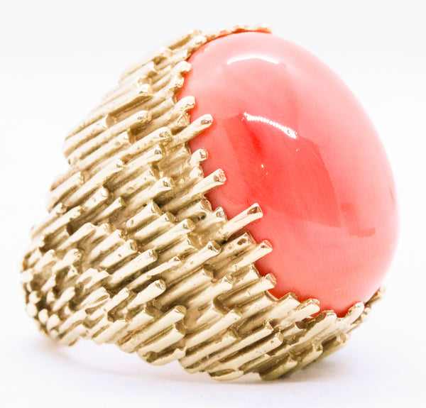 ERWIN PEARL 1960'S MASSIVE CORAL 18 KT RETRO RING