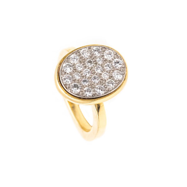 CARTIER 1970 By Dinh Van Cocktail Ring In 18Kt & Platinum With 1.20 Cts Diamonds