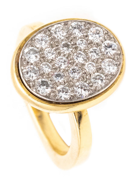 CARTIER 1970 By Dinh Van Cocktail Ring In 18Kt & Platinum With 1.20 Cts Diamonds
