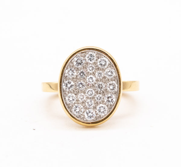 CARTIER 1970 By Dinh Van Cocktail Ring In 18Kt & Platinum With 1.20 Cts Diamonds