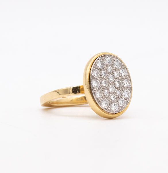 CARTIER 1970 By Dinh Van Cocktail Ring In 18Kt & Platinum With 1.20 Cts Diamonds