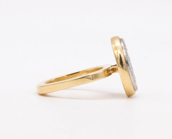 CARTIER 1970 By Dinh Van Cocktail Ring In 18Kt & Platinum With 1.20 Cts Diamonds