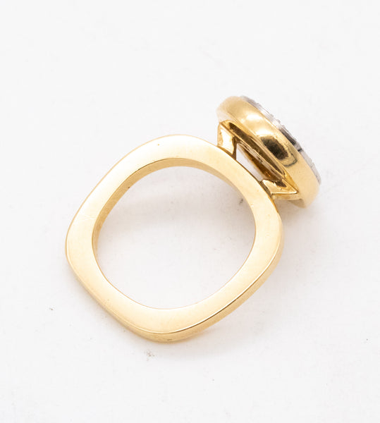 CARTIER 1970 By Dinh Van Cocktail Ring In 18Kt & Platinum With 1.20 Cts Diamonds