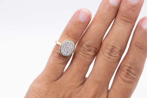 CARTIER 1970 By Dinh Van Cocktail Ring In 18Kt & Platinum With 1.20 Cts Diamonds