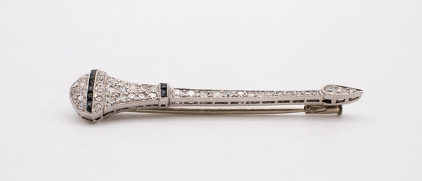 CHAUMET PARIS 1920 PLATINUM NAIL HEAD JABOT WITH 1.68 Ctw OF DIAMONDS AND ONYX