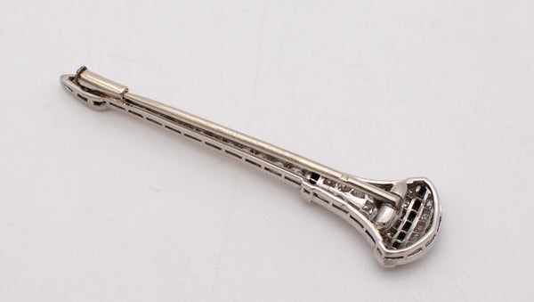 CHAUMET PARIS 1920 PLATINUM NAIL HEAD JABOT WITH 1.68 Ctw OF DIAMONDS AND ONYX