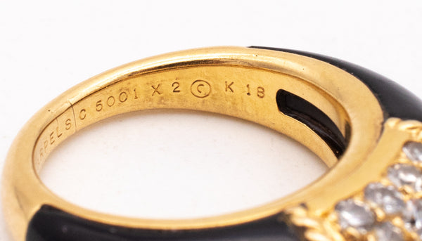VAN CLEEF & ARPELS 1970 PARIS 18 KT PHILIPPINES RING WITH VS DIAMONDS AND ONYX