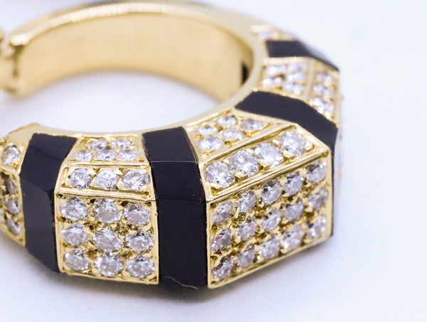 J. P. BELLIN FRENCH 18 KT EARRINGS WITH 2.25 Cts DIAMONDS & ONYX