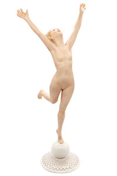 Germany Hutschenreuther 1930 By Karl Tutter Art Deco Large Sun Child Women Porcelain Figure