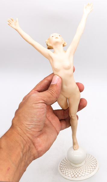 Germany Hutschenreuther 1930 By Karl Tutter Art Deco Large Sun Child Women Porcelain Figure