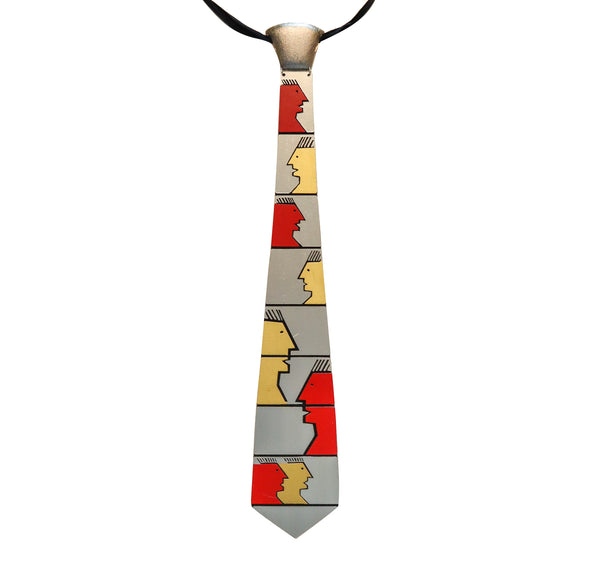 Pierre Cardin 1970 Paris Sculptural Artistic Metallic Tie In Stainless Steel And Enamel
