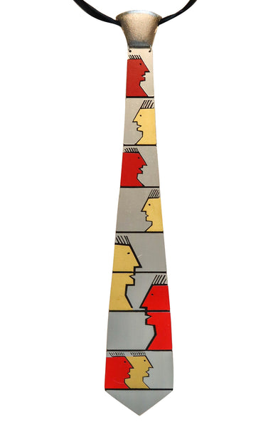 Pierre Cardin 1970 Paris Sculptural Artistic Metallic Tie In Stainless Steel And Enamel