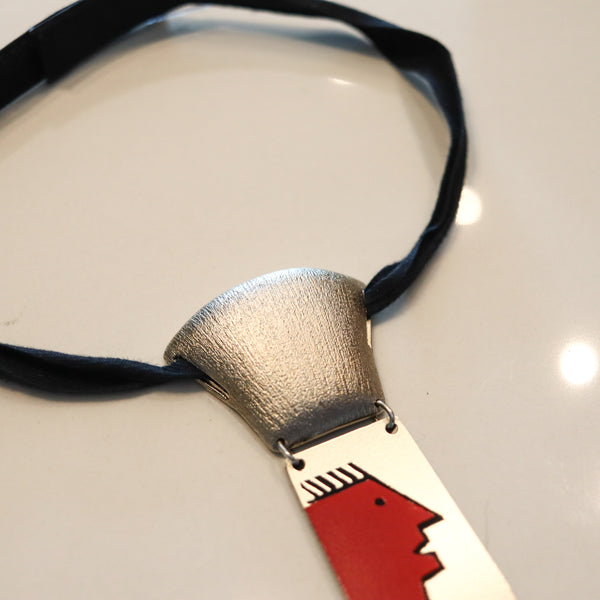 Pierre Cardin 1970 Paris Sculptural Artistic Metallic Tie In Stainless Steel And Enamel