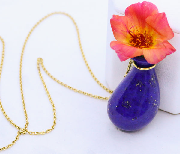 TIFFANY & CO. 18 KT ELSA PERETTI WATER JUG LAPIS LAZULI NECKLACE