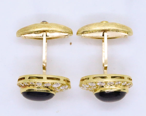 ERWIN PEARL 18 KT DIAMONDS & SAPPHIRES CUFFLINKS TIE PIN SET